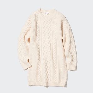 UNIQLO | CABLE KNIT CREW NECK LONG-SLEEVE MINI DRESS | SMALL